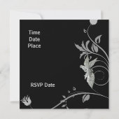 Invitation Toutes Occasions Fleurie Noire Ajouter (Dos)