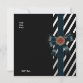 Invitation Toutes occasions Noir blanc rayure Roug (Dos)