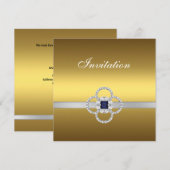 Invitation Toutes Occasions Or Argent Bijou (Devant / Derrière)