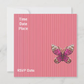 Invitation Toutes Occasions Papillon Rose Ajouter  (Dos)