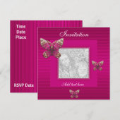 Invitation Toutes Occasions Papillon Rose Ajouter  (Devant / Derrière)