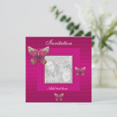 Invitation Toutes Occasions Papillon Rose Ajouter  (Debout devant)
