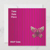 Invitation Toutes Occasions Papillon Rose Ajouter  (Dos)