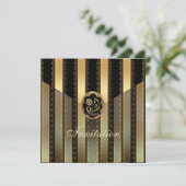 Invitation Toutes Occasions Rayure Noir Or (Debout devant)