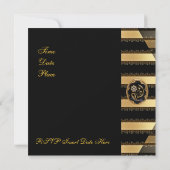 Invitation Toutes Occasions Rayure Noir Or (Dos)