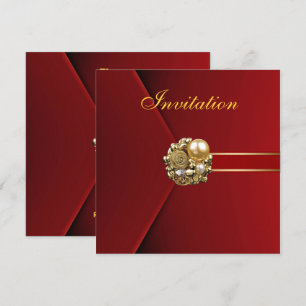 Invitation Toutes occasions riche rouge velours or image