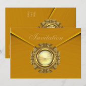 Invitation Toutes Occasions Riche Velours Moutarde (Devant / Derrière)