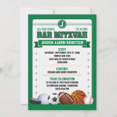 Invitation Toutes Star Sports Green Trading Card Bar Mitzvah (Devant)