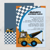Invitation Tow Truck Anniversaire avec photo (Devant / Derrière)