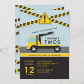 Invitation Towable Twos // Construction Deuxième anniversaire (Devant / Derrière)