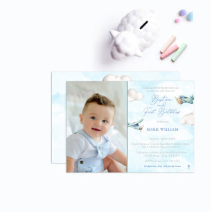 Invitation Toy Plane 1er Anniversaire Baptême Party Photo