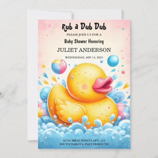 Invitation Toy Pool en mousse Bash Twin en caoutchouc Baby sh (Devant)