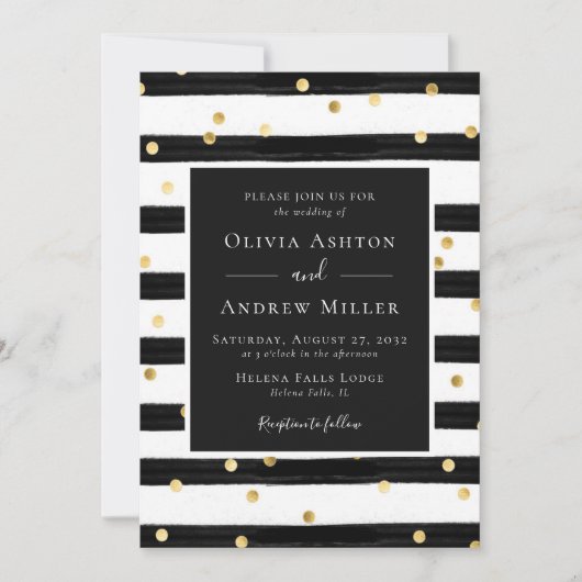 Invitation Tracer les taches d'huile d'or QR tout en un Maria (Devant)