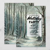 Invitation Tracks dans la fête de vacances rustique hivernale (Devant / Derrière)