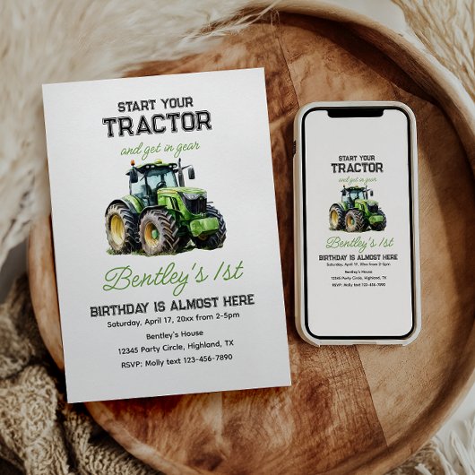 Invitation Tracteur 1er anniversaire Fun Farm