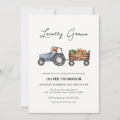 Invitation Tracteur agricole local Baby shower d'ours en pelu (Devant)
