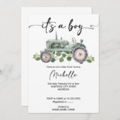 Invitation tracteur bébé douche (Devant / Derrière)