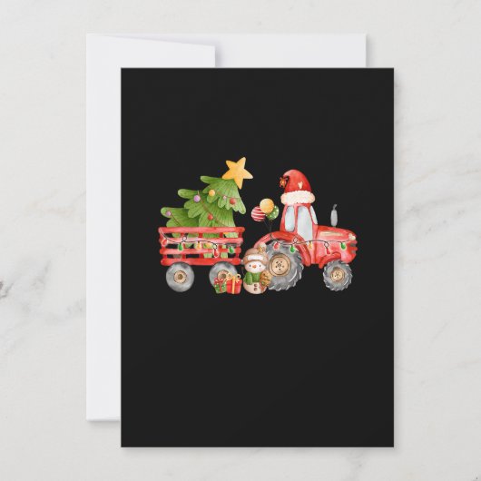 Invitation Tracteur Bois Noël Arbre de Noël Joyeux Noël Fa (Devant)