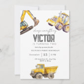 Invitation Tracteur Construction Camion fête d'anniversaire (Devant)