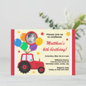 Invitation Tracteur de ferme avec la photo d'anniversaire de (Debout devant)