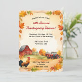 Invitation Tracteur de ferme d'automne éditable Coq de Thanks (Debout devant)