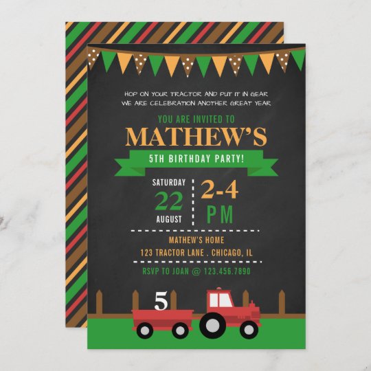 Invitation Tracteur De Tableau Fete D Anniversaire De Ferme Zazzle Be