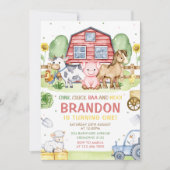 Invitation Tracteur ferme Animaux Oink Baa Moo 1er anniversai (Devant)