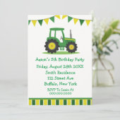 Invitation Tracteur jaune vert tendance Boy Fête d'anniversai (Debout devant)