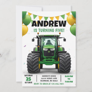Invitation Tracteur Moderne Personnel Anniversaire