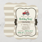 Invitation Tracteur Red Farm sur Tan Stripes (Devant / Derrière)