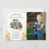 Invitation Tracteur vert 1ère fête d'anniversaire Photo (Devant)