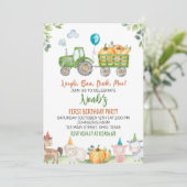 Invitation Tracteur vert Animaux de ferme Anniversaire Invita (Debout devant)