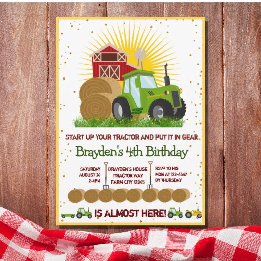 Invitation Tracteur vert 🚜 Camions Thématique fête d'anniver