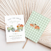 Invitation Tracteur vert et fête d'anniversaire Citrouille