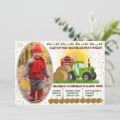 Invitation Tracteur vert 🚜 ferme grange Anniversaire Photo (Debout devant)