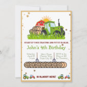 Invitation Tracteur Vert | Fête d'anniversaire sur le thème d (Devant)
