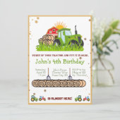 Invitation Tracteur Vert | Fête d'anniversaire sur le thème d (Debout devant)