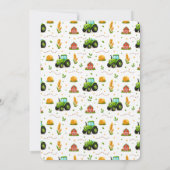 Invitation Tracteur vert rustique Ferme 1er anniversaire (Dos)