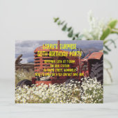 Invitation Tracteur vintage Fête d'anniversaire masculin adul (Debout devant)