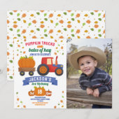 Invitation Tracteurs Citrouille Anniversaire de la fête de ré (Devant / Derrière)