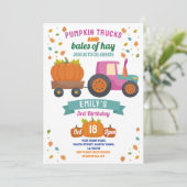 Invitation Tracteurs Citrouille Anniversaire Fête de récolte  (Debout devant)