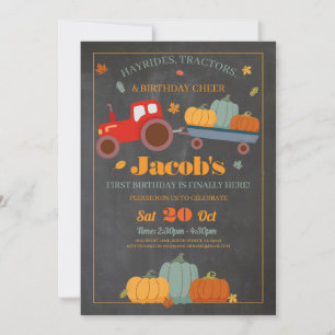 Invitation Tracteurs Citrouilles Anniversaire 1er Chalk d'aut