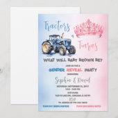 Invitation Tracteurs ou Tiaras Genre Revevela Party (Devant / Derrière)