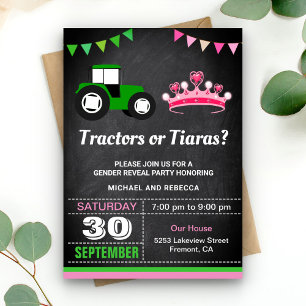 Invitation Tracteurs ou Tiaras Genre Revevela Party
