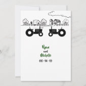 Invitation Tracteurs Silhouette et ferme Noir - Mariage blanc (Dos)