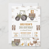 Invitation Tractor Farm Boy 3e fête d'anniversaire (Devant)