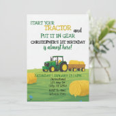 Invitation Tractor in Gear, 1st Birthday (Debout devant)