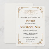 Invitation Traditional Baptism for Daughter Gold Cross (Devant / Derrière)