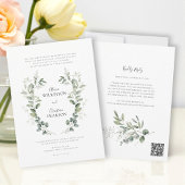 Invitation Traditional Botanical Greenery Wedding QRCode RSVP