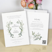 Invitation Traditional Botanical Greenery Wedding QRCode RSVP